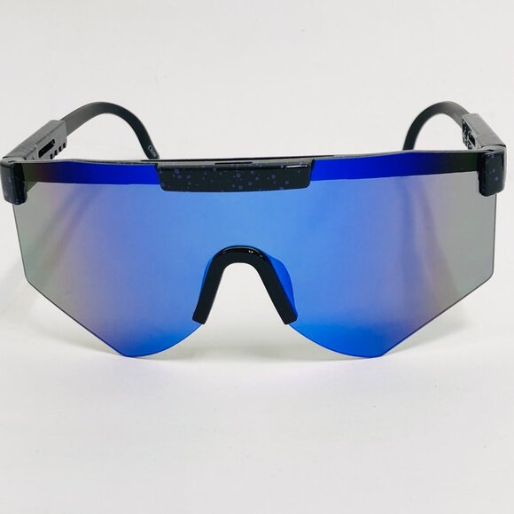 Sports Sunglasses Blue Mirror Lens Shield Beach Shades Cover Face UV‎ Protection - Picture 5 of 5